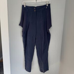 2026 deux milli vingt six women's draped trouser pants navy size 1